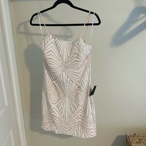 White/Nude Sequined Mini Dress